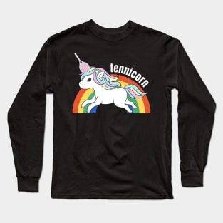 US Open Cute Tennis Racket Rainbow Unicorn Long Sleeve T-Shirt